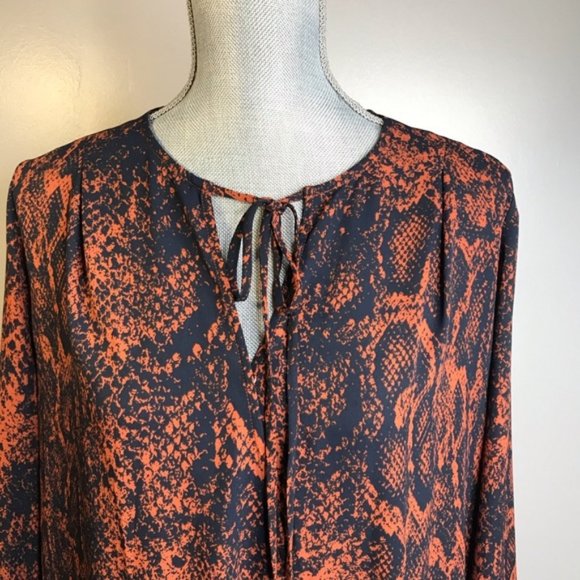 Cabi #101 Border Wrap Python Print L/S Blouse MED - Picture 5 of 8